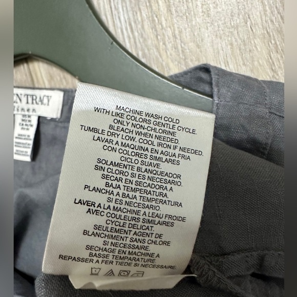 🛍️Ellen Tracy 100.% Linen dress dark gray  with gold color zipper Size M - Picture 6 of 9